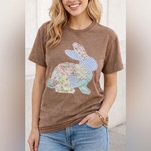 Patchwork Bunny Graphic Tee | Bella Canvas Style | Easter Spring T-Shirt (S-3X)